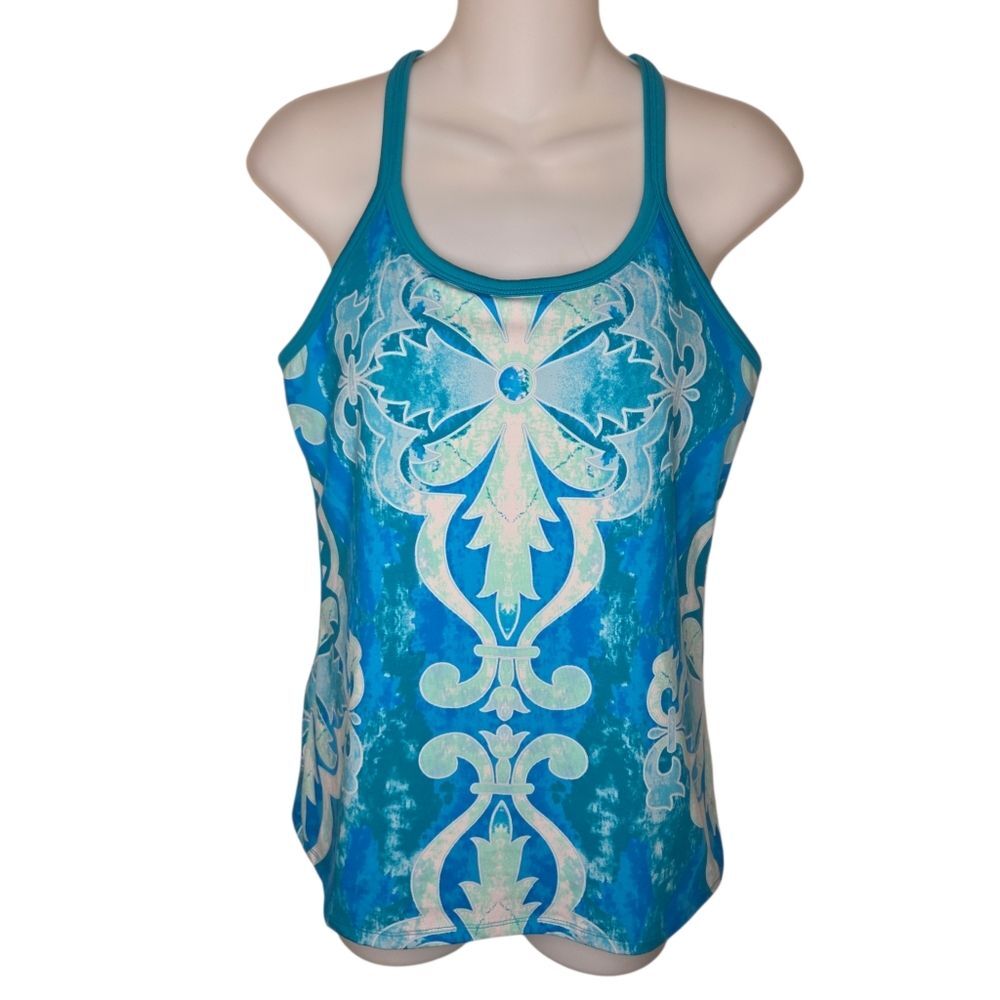 Athleta Racerback Tropical Print Athletic Tank Top, Size Medium